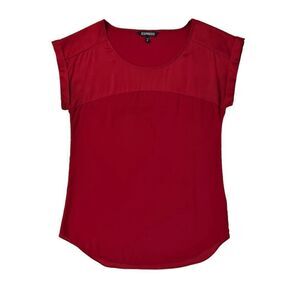 Express Dark Red Short‎ Sleeve Dressy Blouse Top Size XS